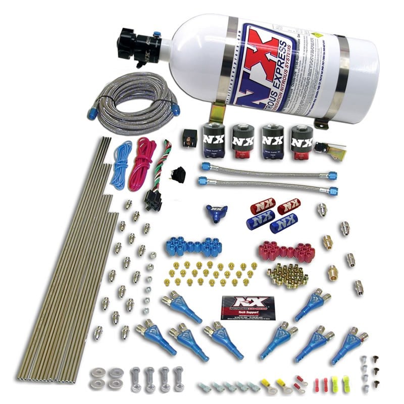 Show details for Nitrous Express 90006-10 8 Cyl Shark Direct Port, 4 Solenoids, With 10lb Bottle (200-600hp Jetting)
