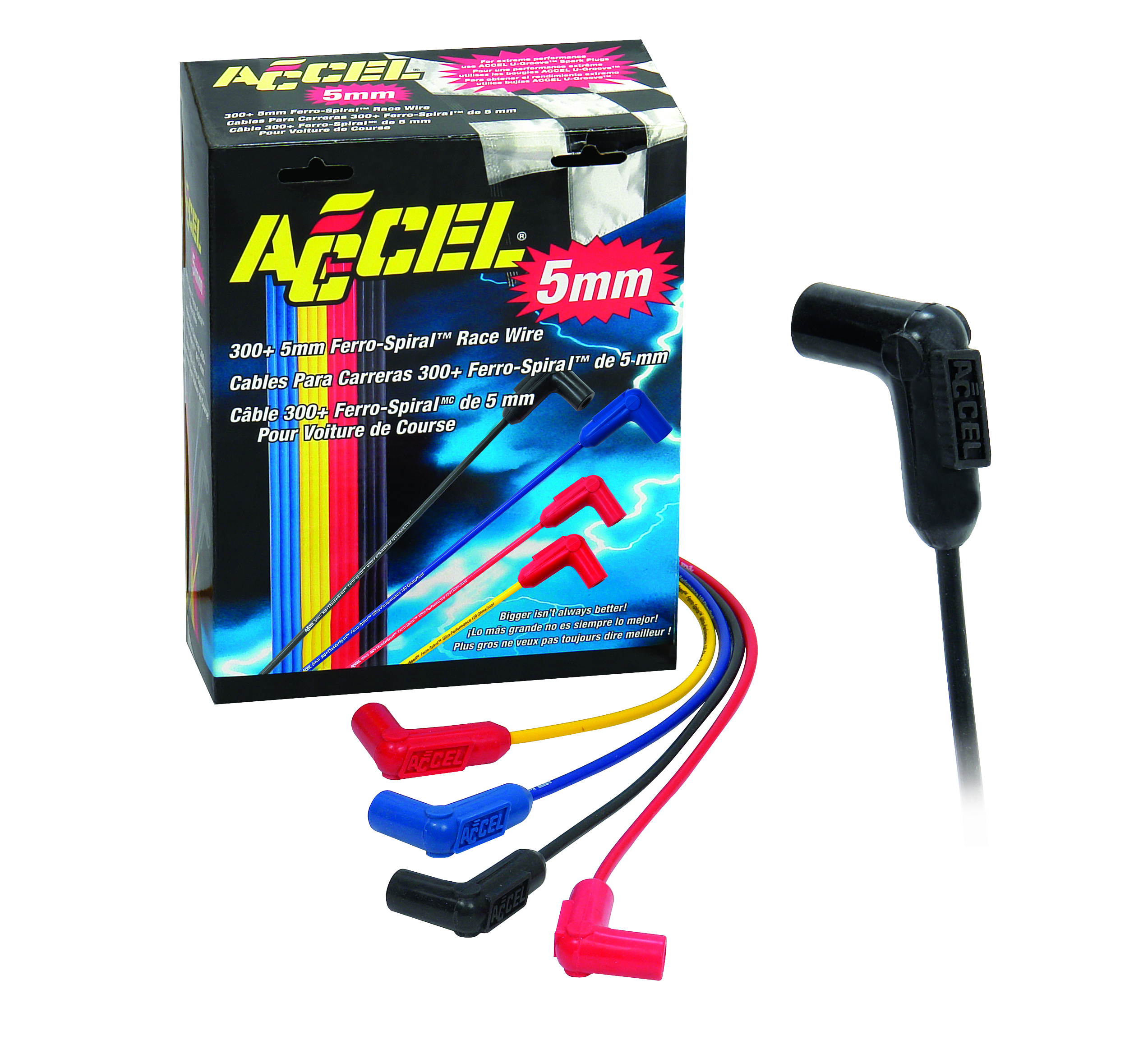 Accel 7541K 300+ FerroSpiral Race Spark Plug Wire Set Black Autoplicity