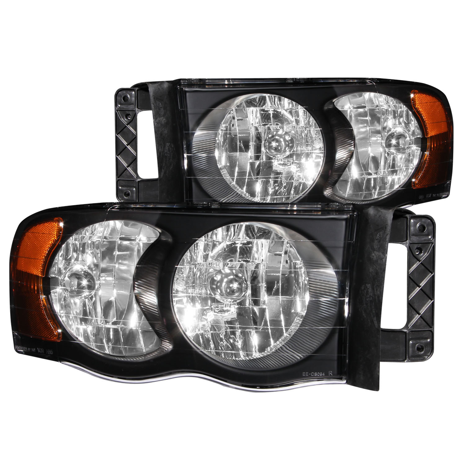 ANZO Crystal Headlight Set Clear Lens Black w/Amber Housing | Dodge Ram 1500 (06-09) (111427)