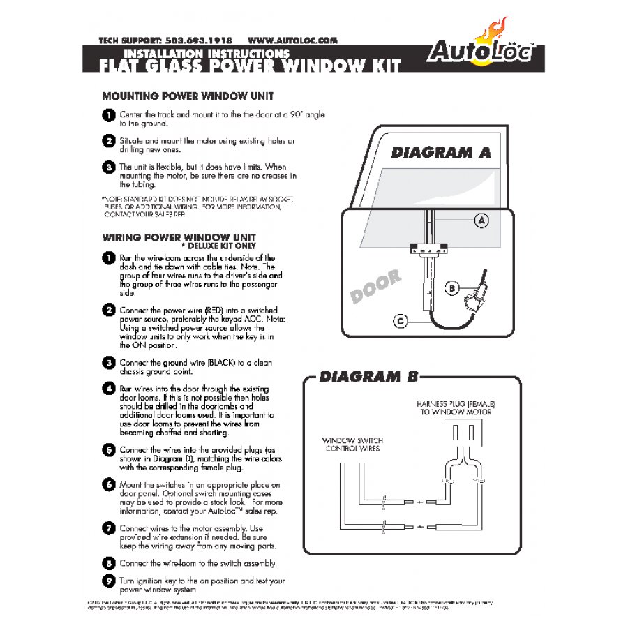 Autoloc 10271 Flat Glass Power Window Kit, 2 Door Autoplicity