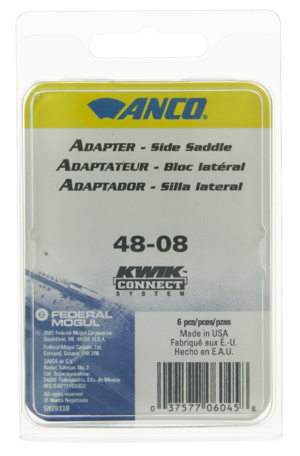 Anco Wiper Blades 4808 BladeToArm SideSaddle Connector 6 Pack
