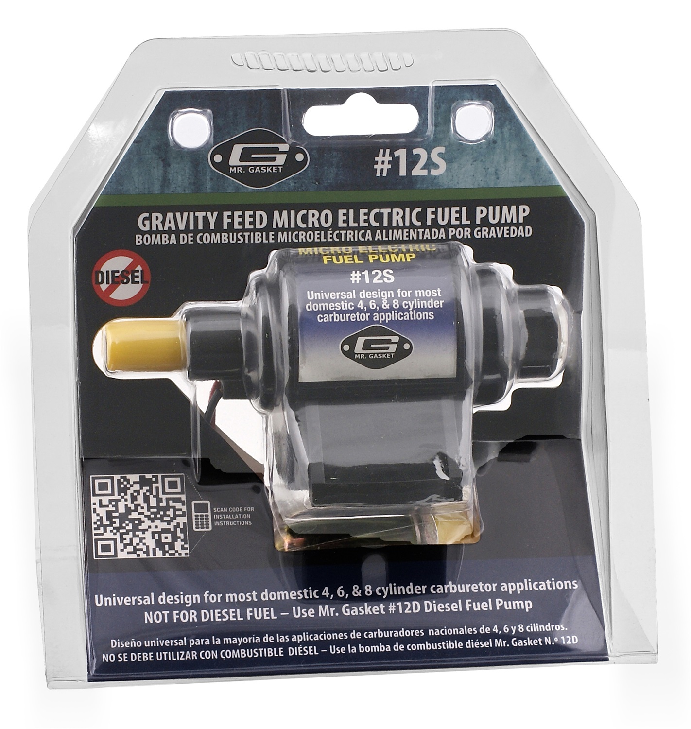 Mr. Gasket 12D Electric Fuel Pump, Micro Electric Diesel, In-Line