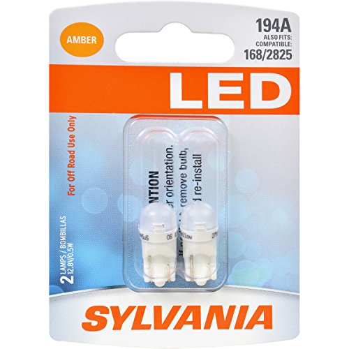 Picture of Sylvania 194ASLBP2 Sylvania 194 T10 W5w Amber Led Bulb (pack Of 2)