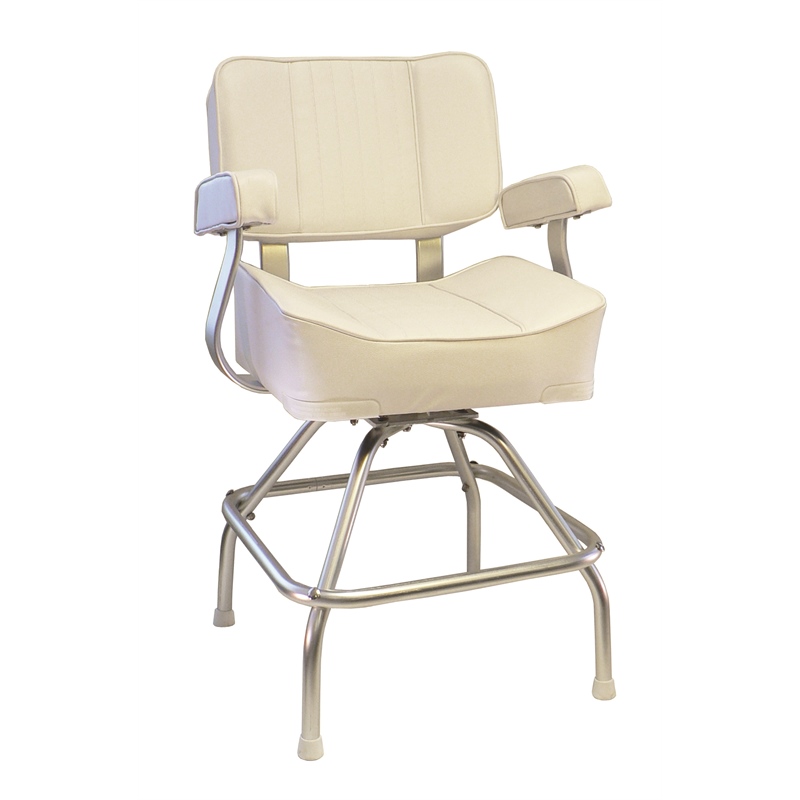 thumbnail image 2 of Springfield Marine White Deluxe Helm Boat Captain Seat With Aluminum Armrest – 1040002 2 of 4