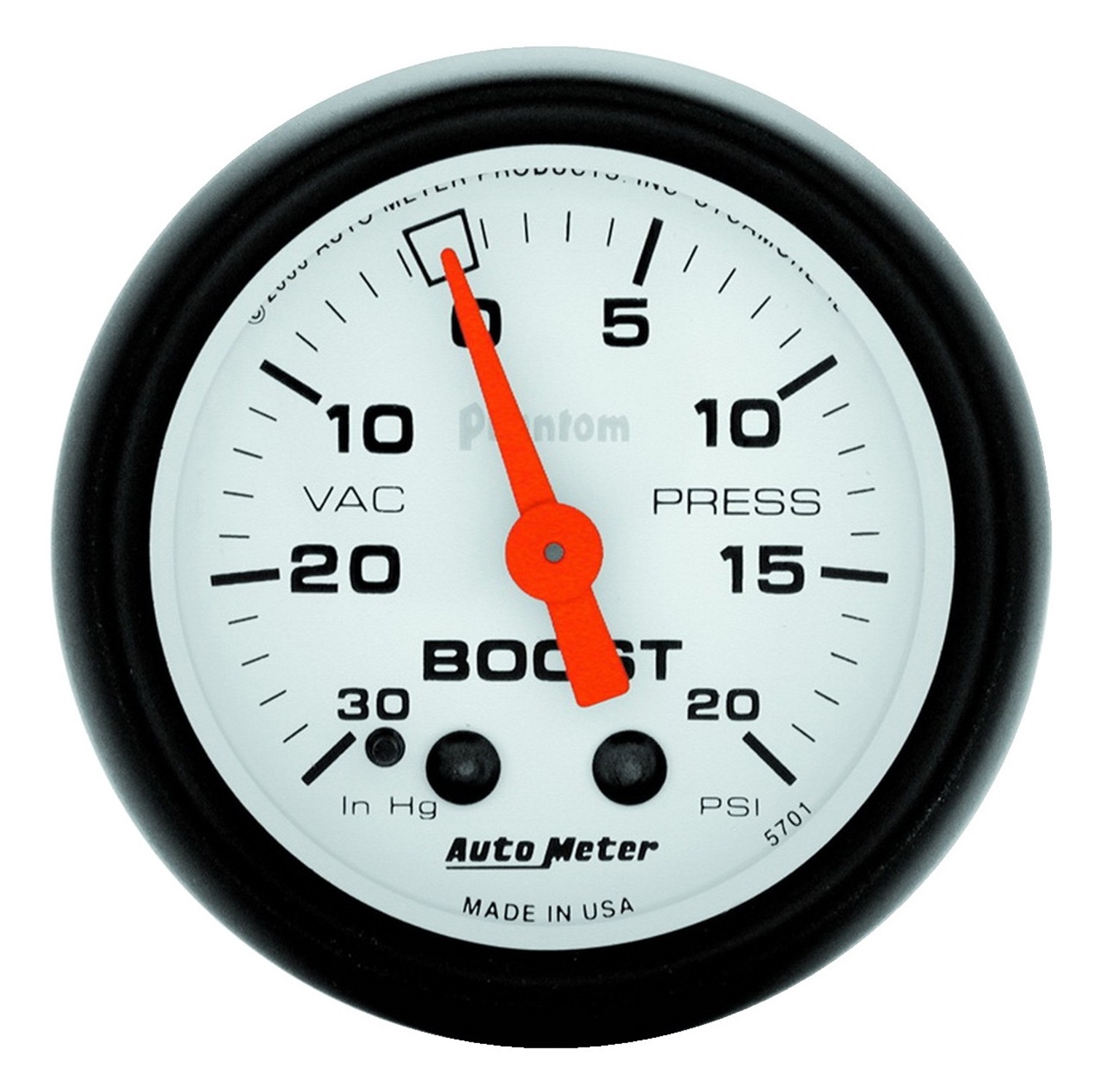 Autometer Carbon Fiber Series 2-1/16'' Boost/Vacuum 30 IN HG/20 PSI Gauge (4701)