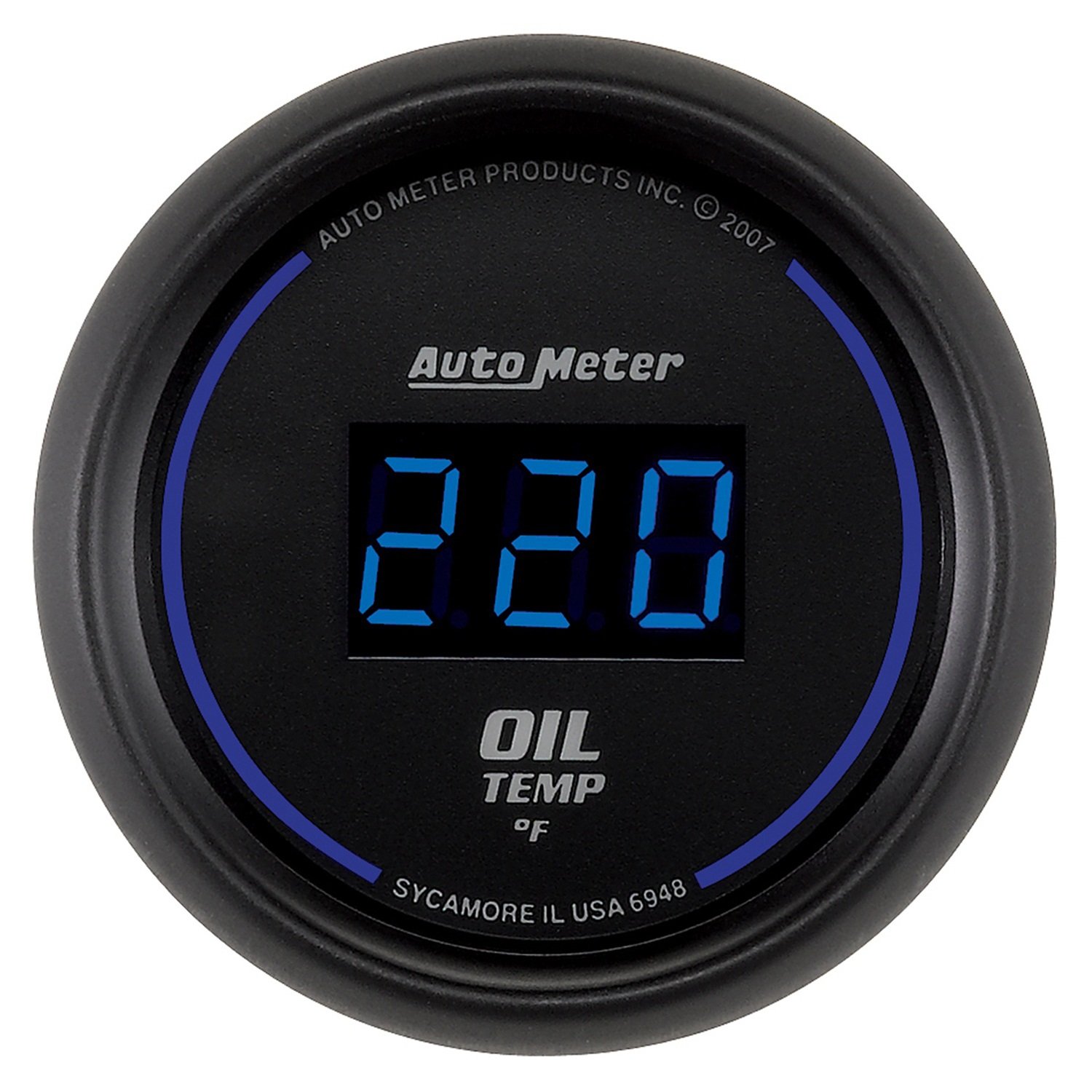 AutoMeter 6948 Gauge; Oil Temp; 2 1/16in.; 340deg.f; Digital; Black Dial W/blue Led Autoplicity