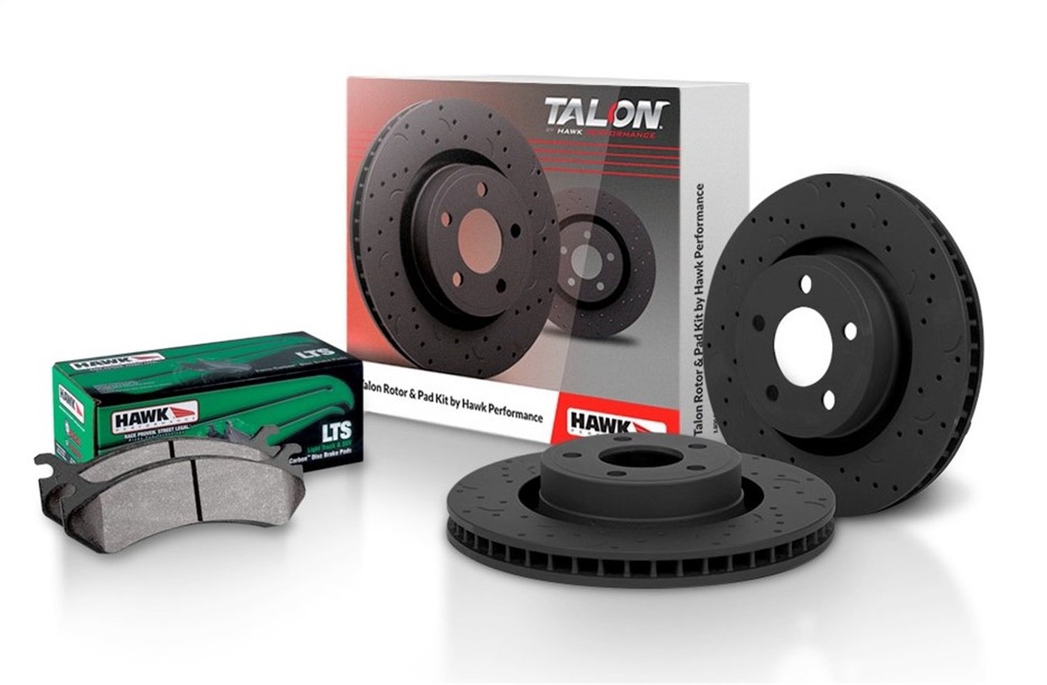 Show details for Hawk Talon Cross-Drilled and Slotted and LTS Brake Pad Kit