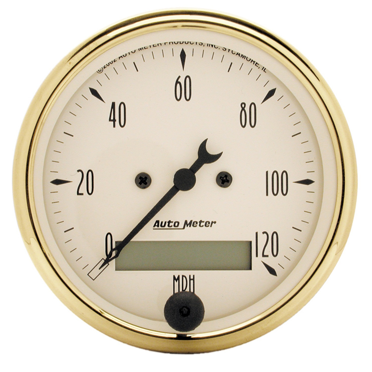 Auto Meter 1889 Electric Programmable Speedometer - 5 Inch Beige Dial, 120 MPH, Vintage Dome Lens - View #8