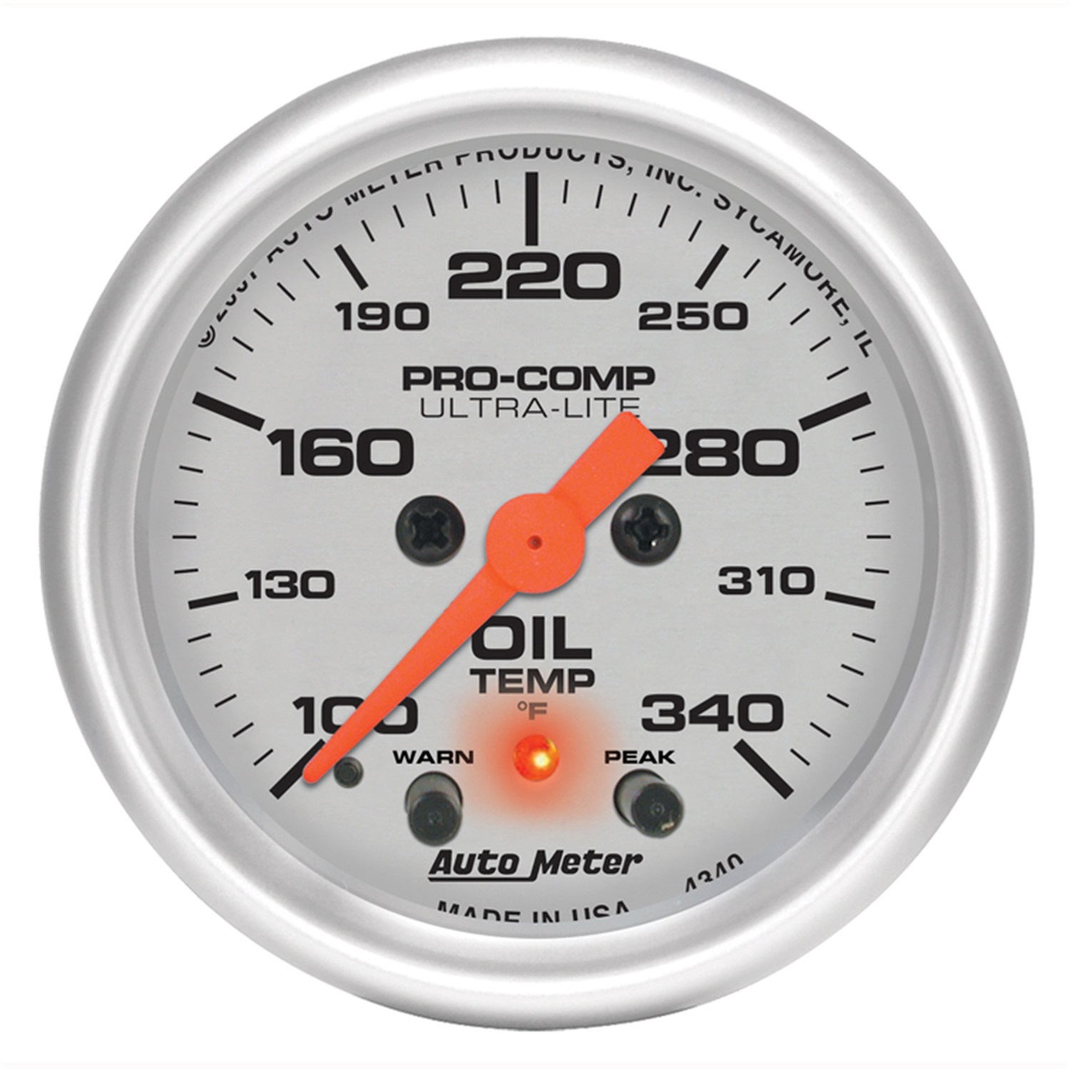 Auto Meter 4340 21/16" Oil Temperature, 100340 °f, UltraLite