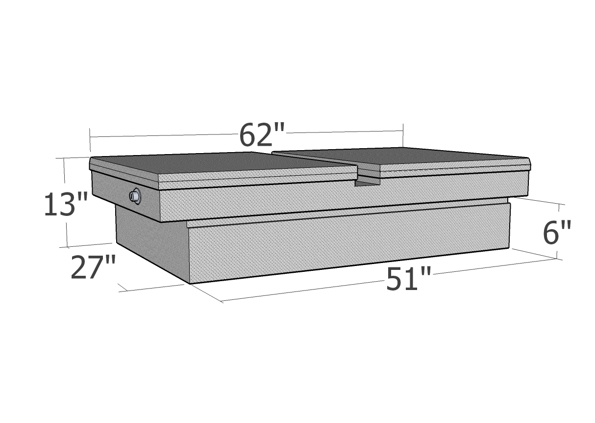 UNIQUE TRUCK RB159GWBT Mid Size Down Size Lb And Sb, Wide And Shallow; Beveled Lid Design; Full