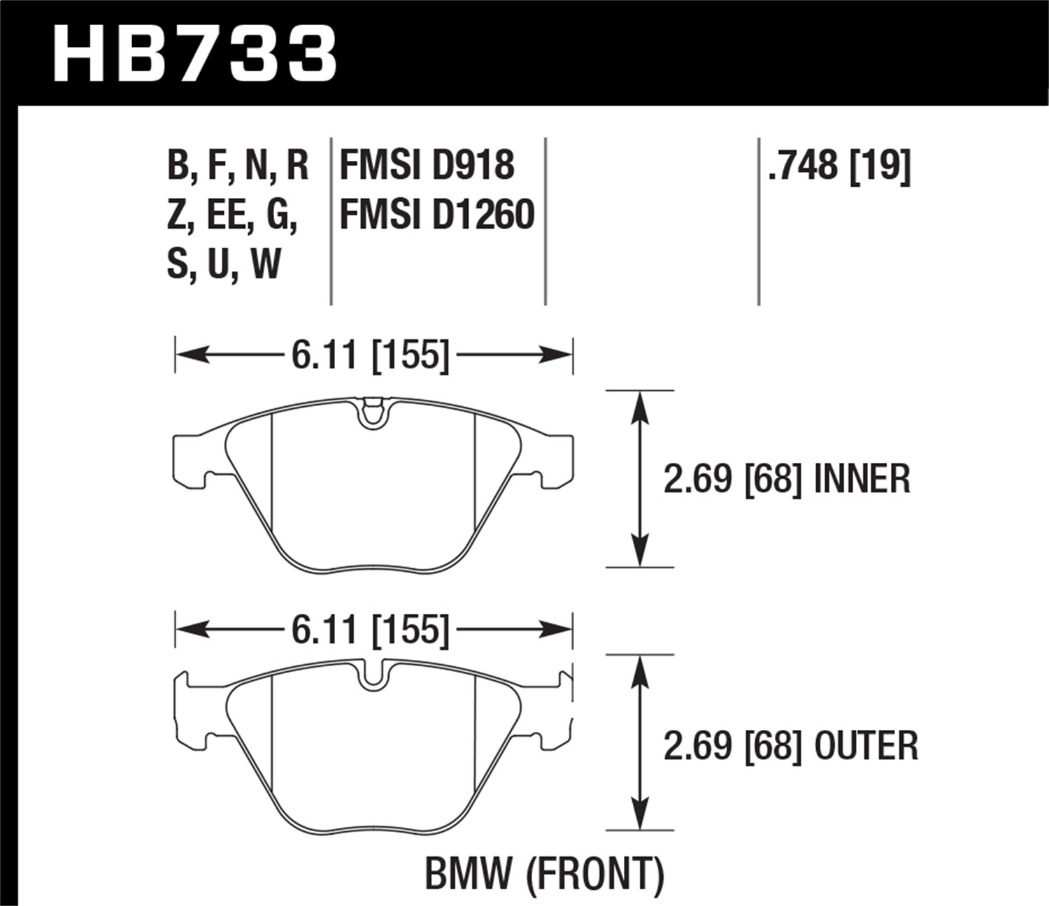Picture of Hawk HB733B.748 Hps 5.0 Disc Brake Pad
