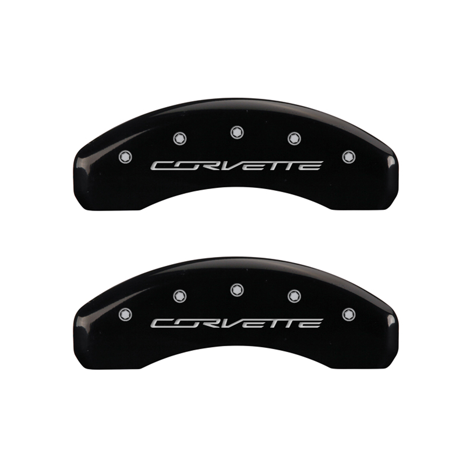 MGP Caliper Covers 13084SCV7BK Set Of 4 Black Finish, Silver Corvette
