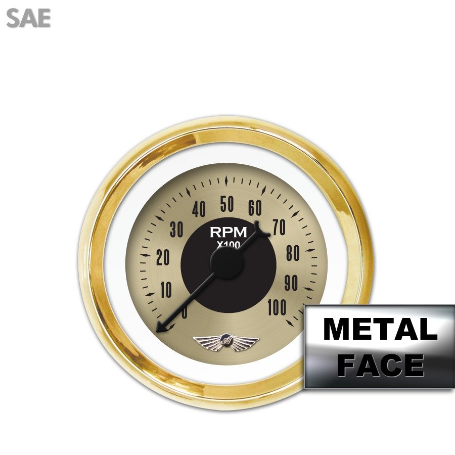 GAR1128ZEAIAABC American Classic Gold VI Tachometer Gauge with Emblem Aurora Instruments GAR1128ZEAIAABC American Classic Gold VI Tachometer Gauge with Emblem Aurora Instruments