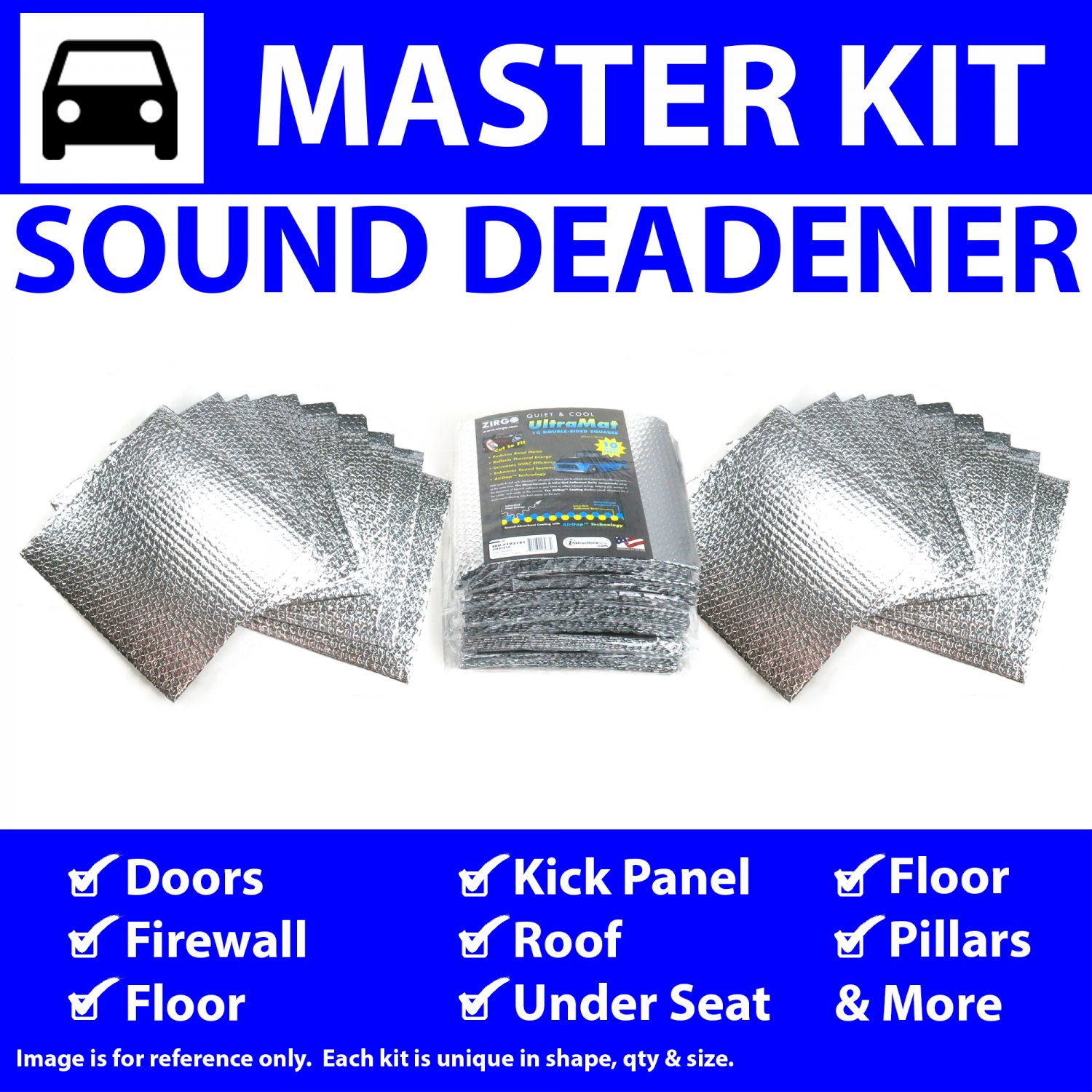 Zirgo 318065 Heat & Sound Deadener for 03-07 Cadillac CTS ~ Master Stg2 Kit 