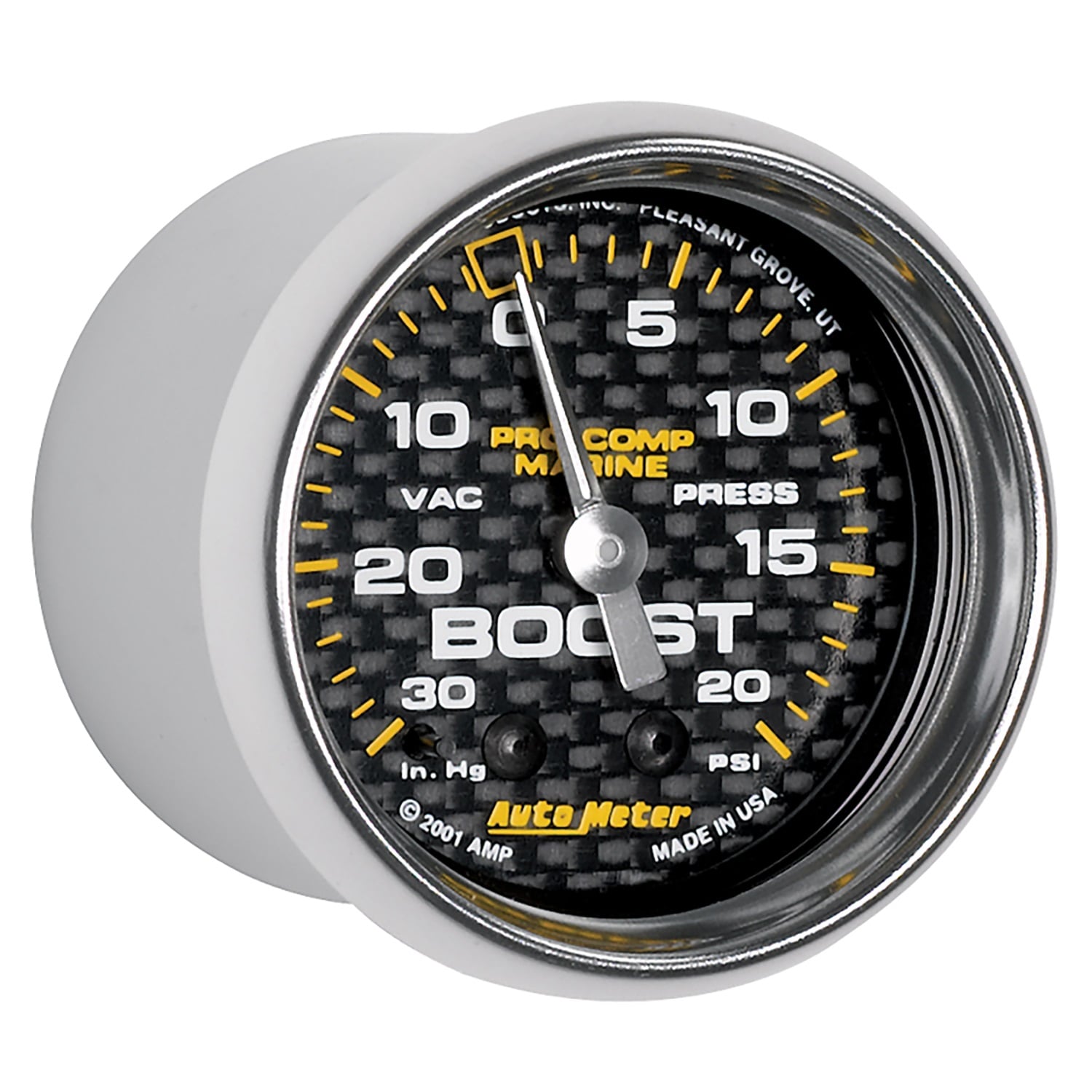 Autometer Carbon Fiber Series 2-1/16'' Boost/Vacuum 30 IN HG/15 PSI Gauge (4776) main image 0
