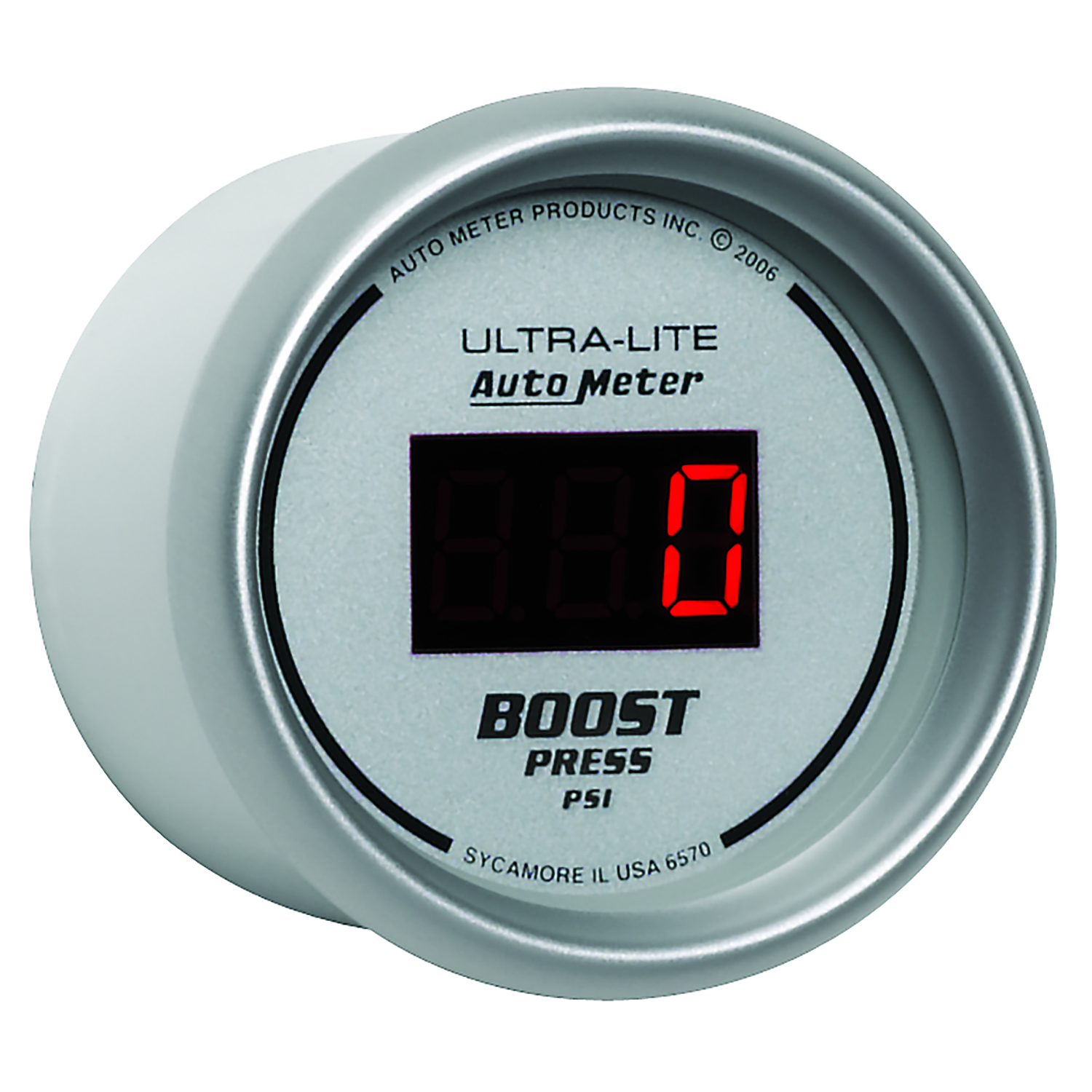 Show details for AutoMeter 6570 Gauge, Boost, 2 1/16" , 60psi, Digital, Silver Dial W/ Red Led