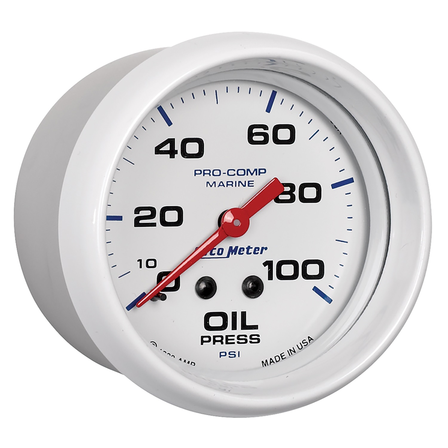 Auto Meter 200777 25/8" Oil Pressure, 0100 Psi, Marine White