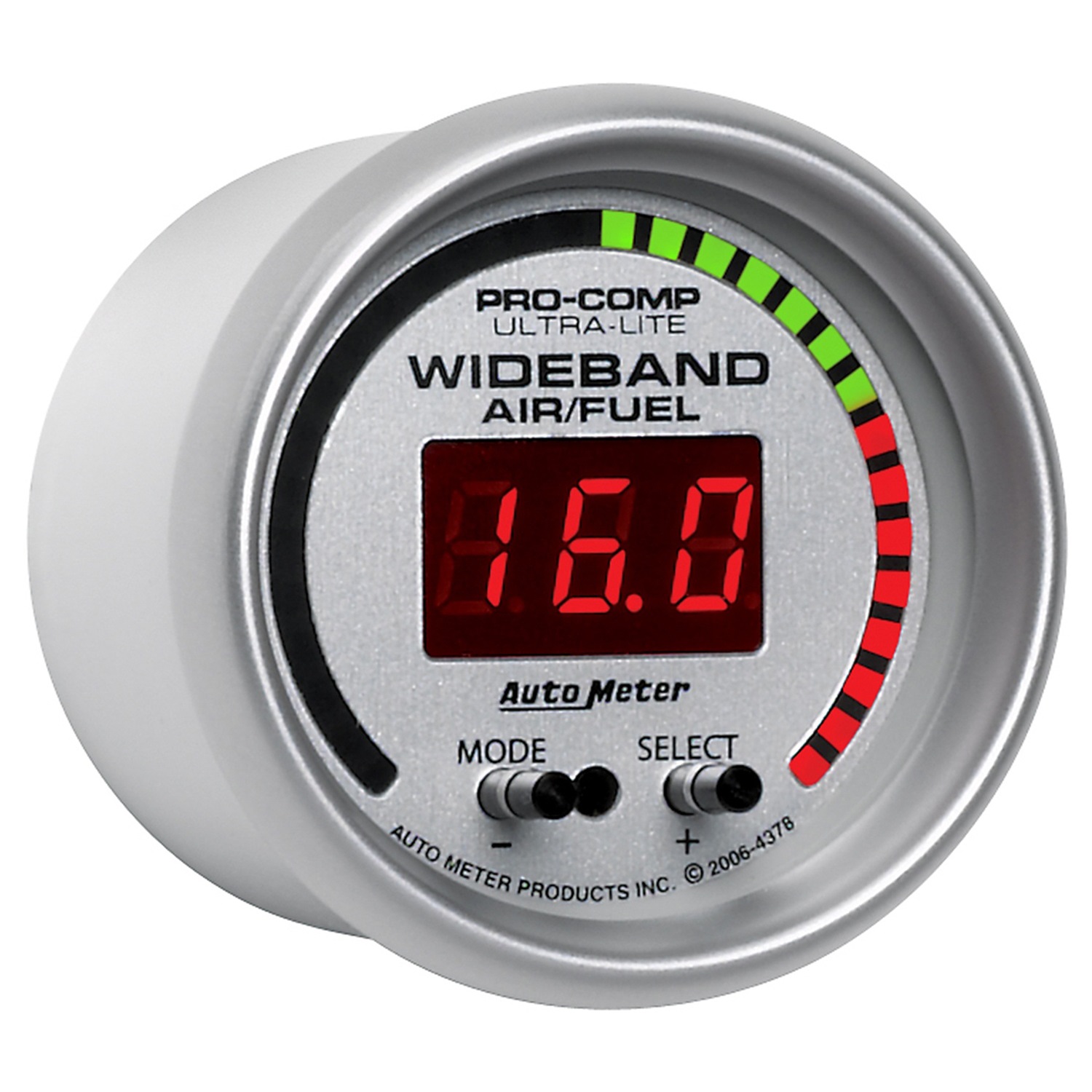 Autometer Phantom Series 2-1/16'' Wideband Pro Air/Fuel Ratio 6:1-20:1 AFR Gauge (5778)