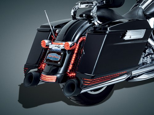 thumbnail image 2 of Kuryakyn Chrome Red LED Lighted Saddlebag Extensions For Harley Touring - Part #7292 2 of 2