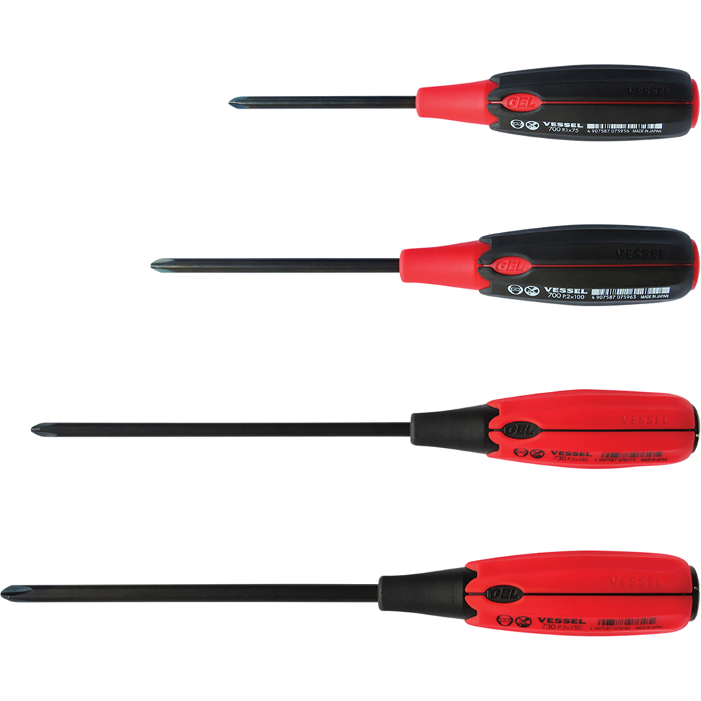 Vissel Tools Vessel Tools 7304JSPB SUPER CUSHION JIS Screwdriver 4PCS. Set | Autoplicity