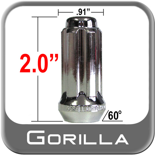 Gorilla Lug Nut Spline Drive Small Diameter 1/2" CHOOSE YOUR AMOUNT Gorilla Lug Nut Spline Drive Small Diameter 1/2" CHOOSE YOUR AMOUNT