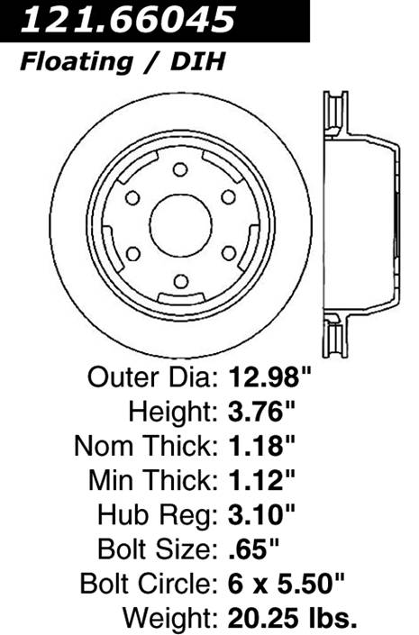 Centric Parts 121.66045 C-Tek Standard Brake Rotor Centric Parts 121.66045 C-Tek Standard Brake Rotor