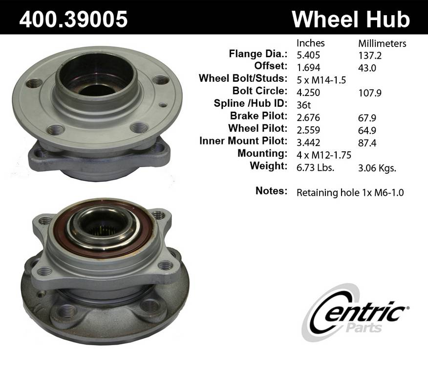 Centric 400.39005 Premium Hub Assembly Autoplicity