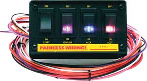 Picture of Painless Wiring 50404 4-Switch Lighted Non-Fused Rocker Switch Panel