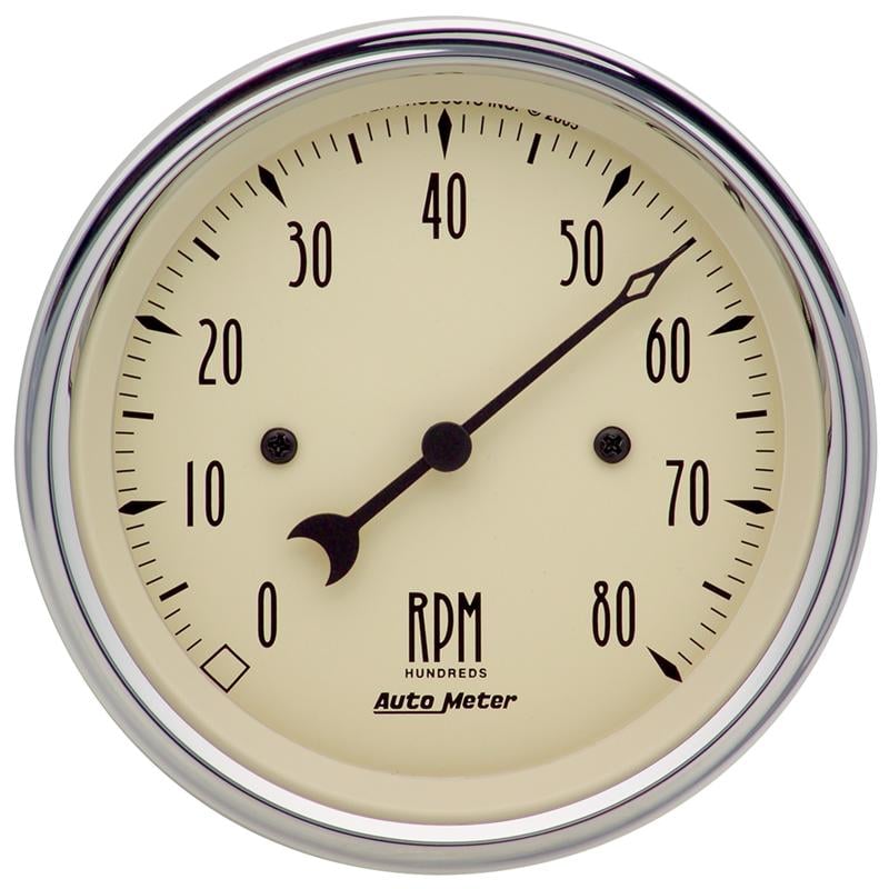 Auto Meter 1890 33/8" InDash Tachometer, 08,000 Rpm, Antique Beige