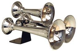 Picture of Kleinn Horns 501 Chrome Triple Train Horn With Copper Trumpets. Authentic Train Horn Sound