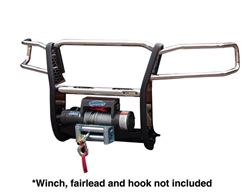 Picture of Big Country Truck Accessories 5343940 Pull-Pro Winch Bumper. Each Application Is Built To Accommodate Up
to 9,500 Lb Winches. Winches Sold Seperatly. Three-Piece Modular
design. Center Grille + (2) Removable Brush Guards. Easy Bolt-On,
no-Drill Installation. Heavy Duty Mounting Brackets An