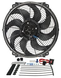 Picture of Derale Performance 16516 Reliable, Efficient, High Torque Motors;ultra-Quiet Patented Skewed Blade Design;2175 Cfm;reversible Design - Can Be Used As A Pusher Or Puller;complete With Fan Kit Which Includes All Mounting Hardware, Lighted Toggle Switch, Fuse, And Wire Connections