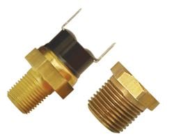 Picture of Derale Performance 16730 Single Stage Fan Control Thermostat With 180f Turn-On Temperature;turn-Off Temperature Is Preset At 165f;fits Into Either A 3/8" Npt Or 1/8" Npt Port;3/8" Npt X 1/8" Npt Bushing Included;