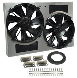 Picture of Derale Performance 16826 Designed For Primary Cooling;raw Aluminum Shroud Construction With Stator Flow Directors Can Be Polished, Painted Or Anodized;high Output 300 Watt Motors;4000 Cfm;ultra-Quiet Patented Skewed Blade Design;multiple Mounting Options;puller (engine Side) Appl