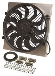 Picture of Derale Performance 16816 Designed For Primary Cooling;raw Aluminum Shroud Construction Can Be Polished, Painted Or Anodized;high Output 265 Watt Motor;2400 Cfm;ultra-Quiet Patented Skewed Blade Design;puller (engine Side) Applications Only;kit Includes Adjustable Mounting Bracket