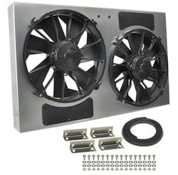 Picture of Derale Performance 16838 Designed For Primary Cooling;raw Aluminum Shroud Construction With Stator Flow Directors Can Be Polished, Painted Or Anodized;high Output 300 Watt Motors;4000 Cfm;ultra-Quiet Patented Skewed Blade Design;multiple Mounting Options;puller (engine Side) Appl