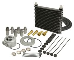 Picture of Derale Performance 15405 Can Reduce Engine Oil Temp Up To 50f;helps Reduce Coolant Temperatures;extends Engine Life;heavy Duty Plate & Fin Style Cooler;type A Sandwich Adapter Fits Most Applications *see Application Guide For Specific Applications;complete Hardware Kit Included;