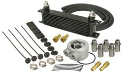 Picture of Derale Performance 15602 Can Reduce Engine Oil Temp Up To 50f;helps Reduce Coolant Temperatures;extends Engine Life;high Pressure Stacked Plate Style Cooler;type B Sandwich Adapter Fits Most Applications *see Application Guide For Specific Applications;complete Hardware Kit Incl