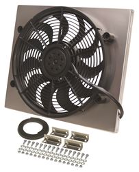 Picture of Derale Performance 16821 Designed For Primary Cooling;raw Aluminum Shroud Construction Can Be Polished, Painted Or Anodized;high Output 265 Watt Motor;2400 Cfm;ultra-Quiet Patented Skewed Blade Design;puller (engine Side) Applications Only;kit Includes Adjustable Mounting Bracket
