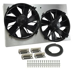 Picture of Derale Performance 16825 Designed For Primary Cooling;raw Aluminum Shroud Construction Can Be Polished, Painted Or Anodized;high Output 300 Watt Motors;4000 Cfm;ultra-Quiet Patented Skewed Blade Design;multiple Mounting Options;puller (engine Side) Applications Only;kit Includes