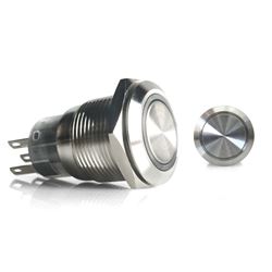Picture of Keep It Clean Wiring 12576 Momentary 19mm No Illumination Ring Led Aluminum Billet Button Silver Illuminate