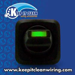 Picture of Keep It Clean Wiring 10875 Lever Style Led Square Frame Switch - Green 20a/12vdc