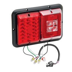 Picture of Bargman 4784808 Taillight Horizontal Mount with Red LED, Incandescent Backup with Black Base, with 4 Square Plug