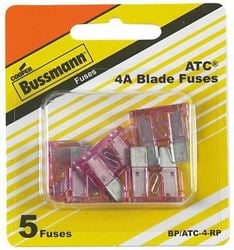 Picture of Bussmann BP/ATC4RP Bussmann Atc-4 Pink Atc 4 Amp Fast-Acting Automotive Blade Fuses - 5 Pack
