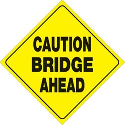 Picture of Voss Signs 480 CBA YR Yellow Plastic Reflective Sign 12" - Bridge Ahead