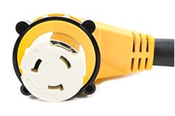 Picture of Camco 55572 50m/50f Amp Locking Adapter Powergrip 90 Degree 18in Ccsaus