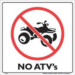 Picture of Voss Signs 310 ATV WP White Plastic Sign 12" - No Atv'S