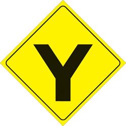 Picture of Voss Signs 436 Y YR Yellow Plastic Reflective Sign 12" - Y-Intersection