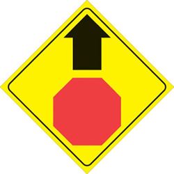 Picture of Voss Signs 447 SAA YR Yellow Plastic Reflective Sign 12" - Stop Ahead