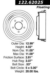 Picture of Centric 12362025 Centric (123.62025) C-Tek Brake Drum